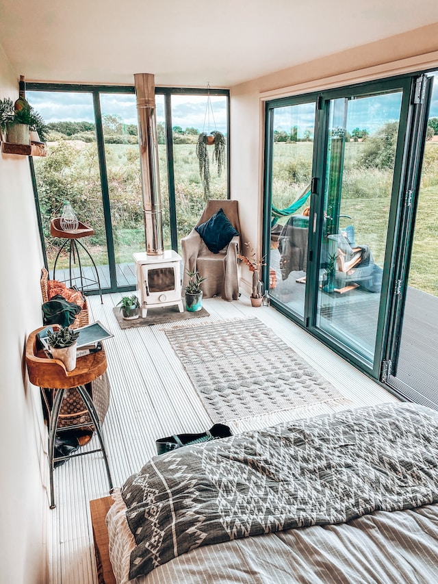 The interiors of a tiny house showcasing its various amentieis