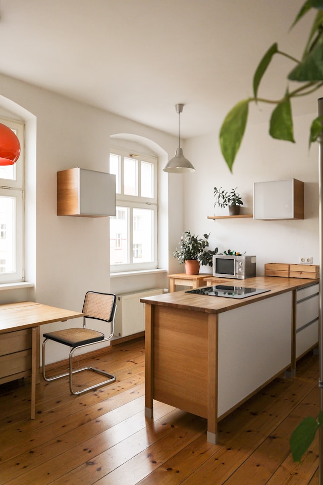 A furnished, minimalist kitchen